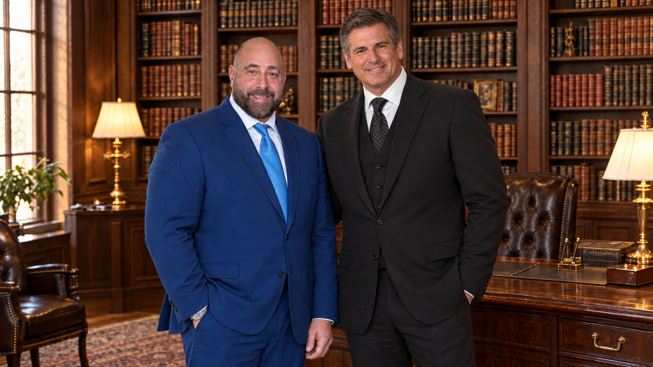 Dr. Jeff Raiffie with a colleague in an executive law office