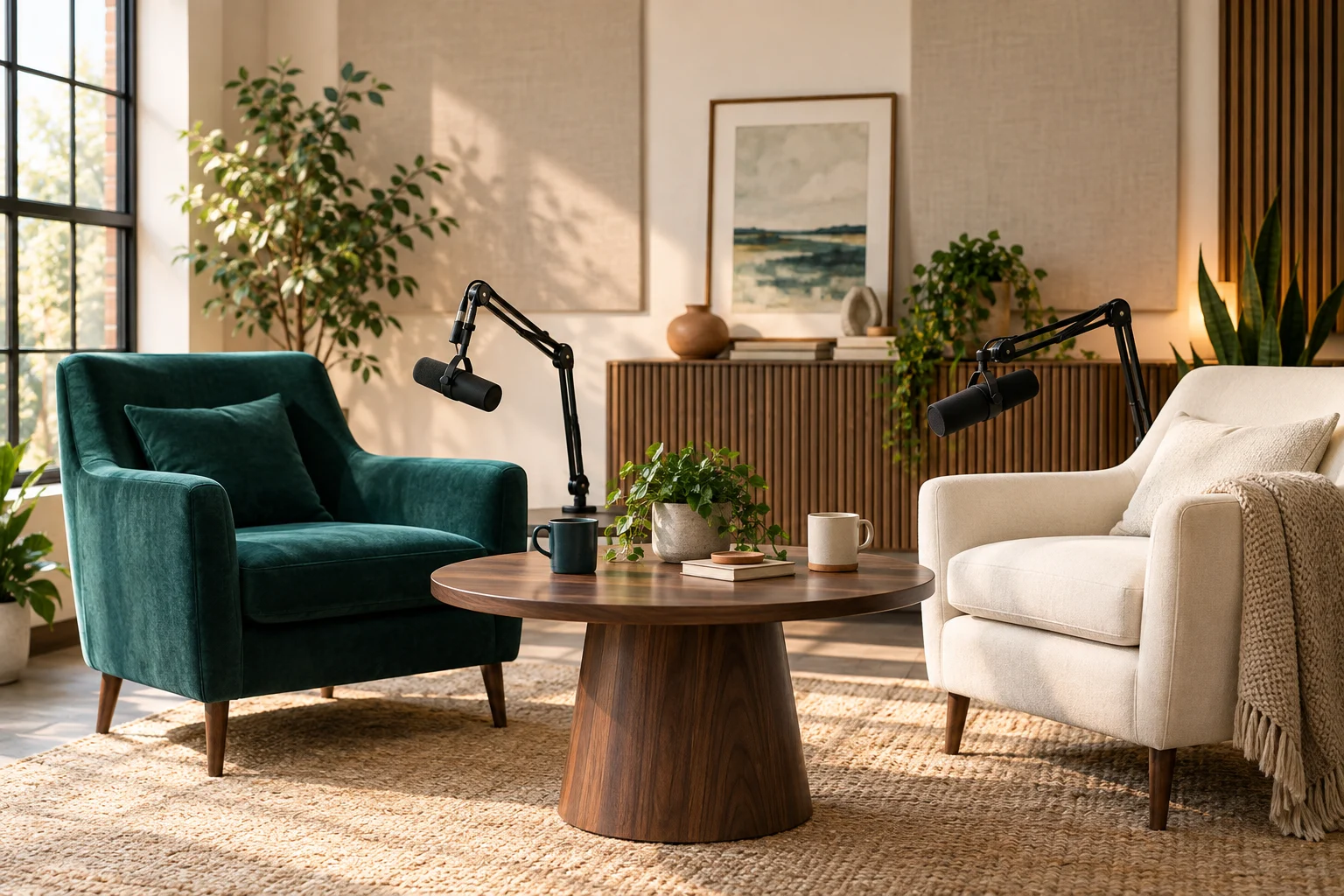 Podcast studio lounge