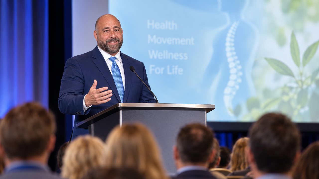 Dr. Jeff Raiffie speaking at a health conference