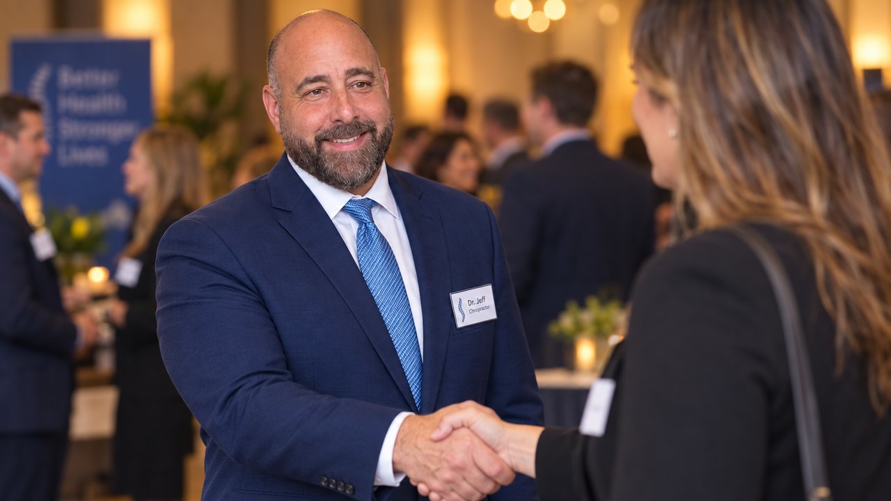 Dr. Jeff Raiffie shaking hands at a professional event
