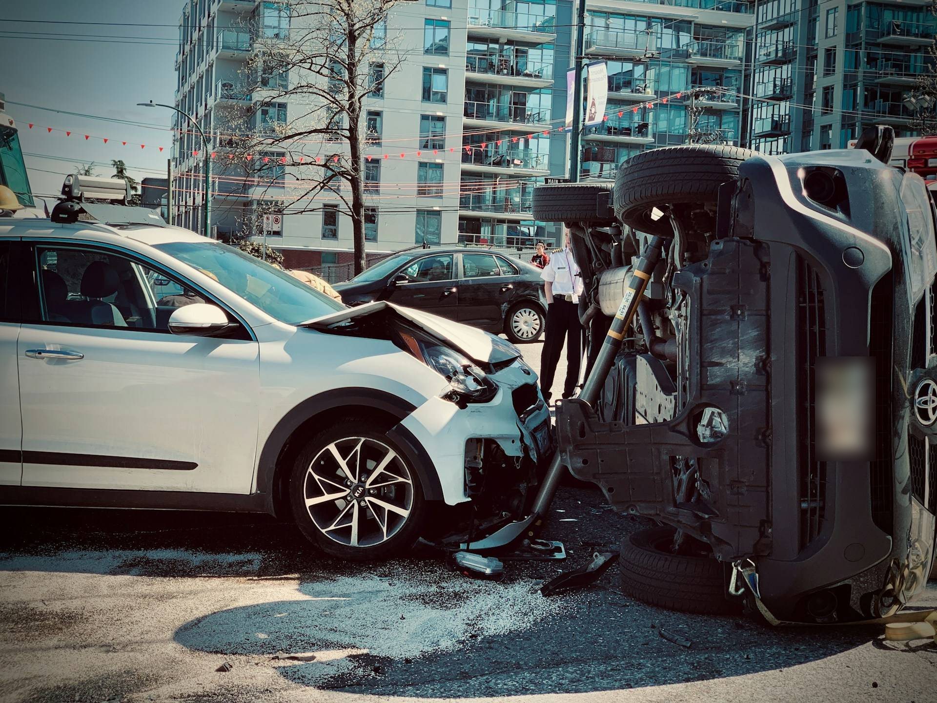 Cars damaged in a collision